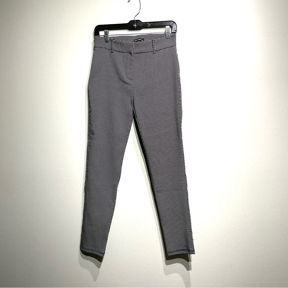 Chocolate Black and White Slim-Fit Trousers Size M. Stretch Fabric. - Picture 4 of 11